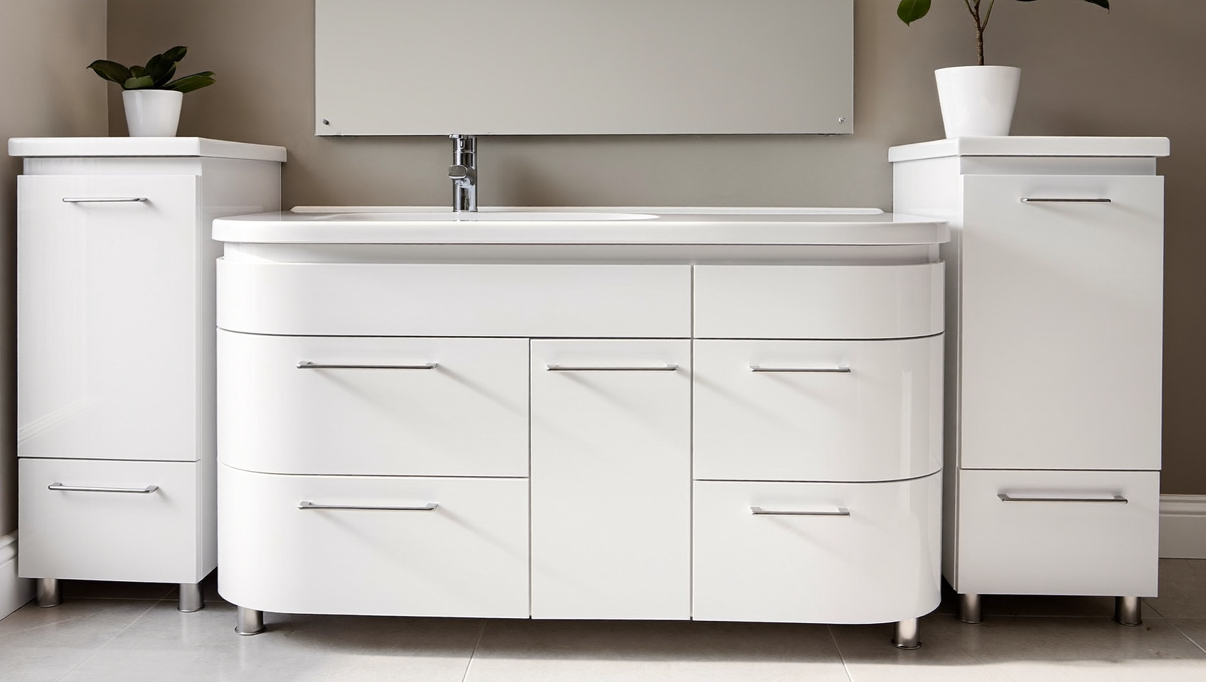 I Mobili da bagno nel colore bianco lucido